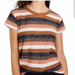 Madewell multicolored striped textured short sleeve shirt size Large